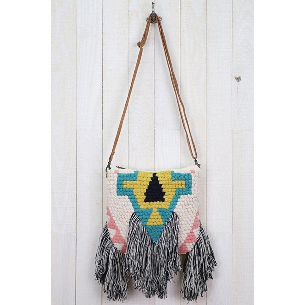 Tribal Multicolored Fringe Crossbody bag